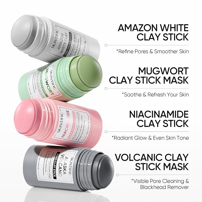 SKINTIFIC Amazonian White Clay Purifying Stick, Deep Clean Pores Mud Mask - Image 9