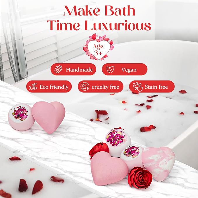 Valentines Bath Bombs Shower Steamers: Handmade Natural Bath Balls - Image 2