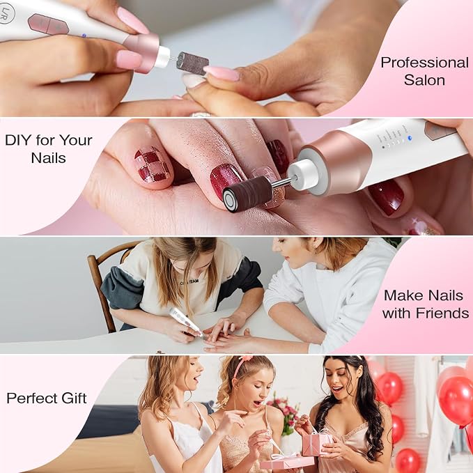 Professional Electric Nail Drill 2000mAH Portable Cordless Electric Nail File - Image 5