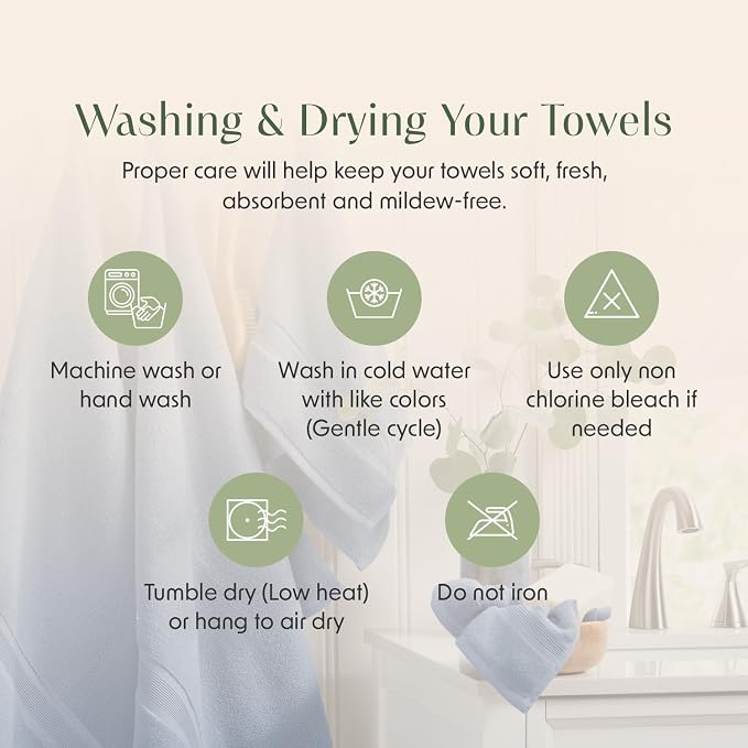 Springtree Home Luxury Bamboo Rayon Bath Towel Set 6 Piece Set | 35% Bamboo - Image 8