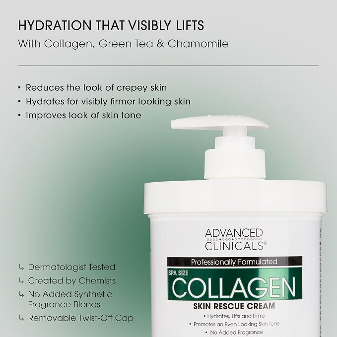 Advanced Clinicals Unscented Collagen Body Cream + Collagen Serum - Image 2