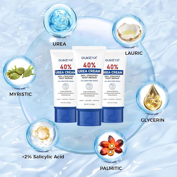 OUKEYA Urea Cream 40 Percent Tube 3 Oz, Urea Foot & Hand Cream - Image 3