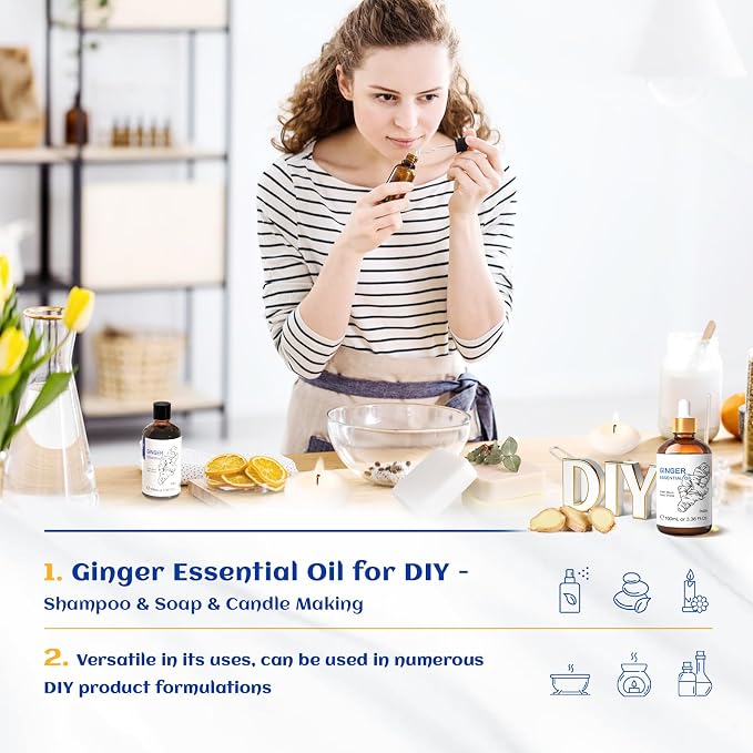 HIQILI Pure Ginger Essential Oil 3.38 Fl Oz, Pure Natural Premium Ginger Oil - Image 5