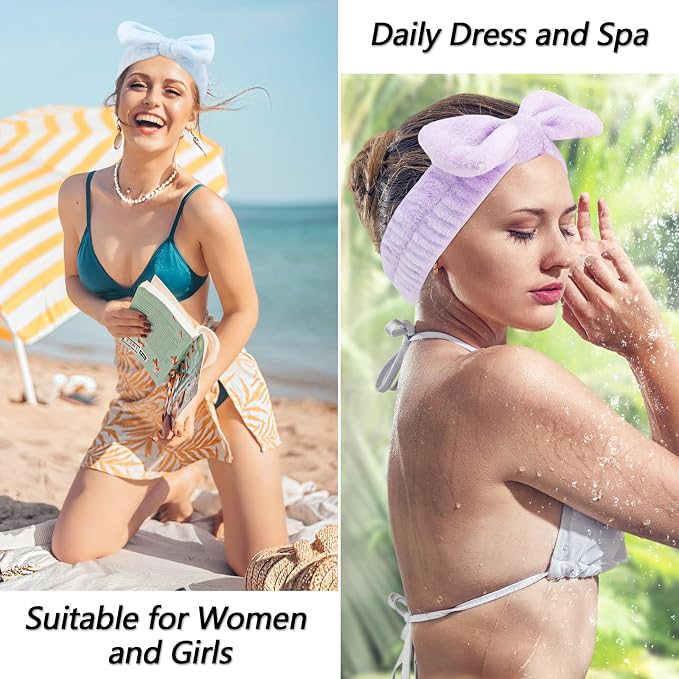 VELSCRUN Spa Headband, Makeup Face Wash Skincare Headbands, Bow Hair Band Party - Image 6