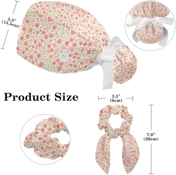 Scrub Caps Women Nursing Hats Floral Flowers - Image 2