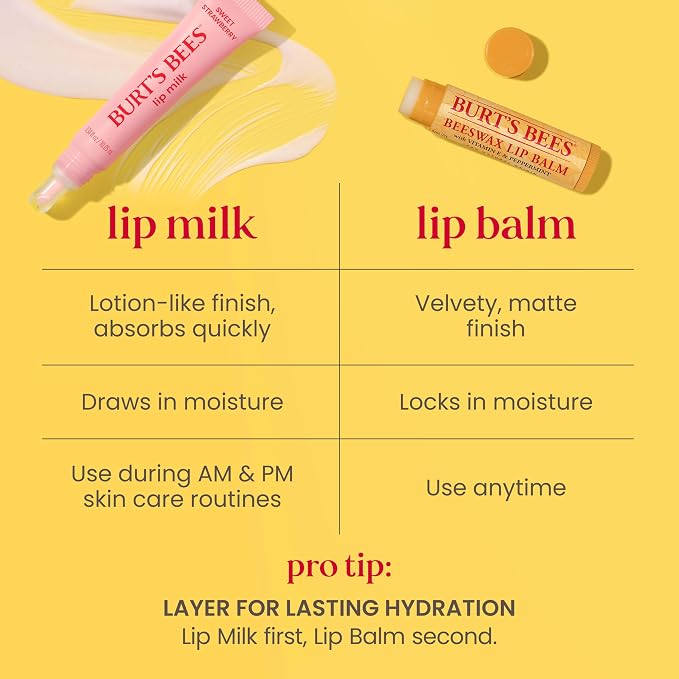 Burt’s Bees Lip Milk, Daily Lip Moisturizer, Sweet Strawberry, Vitamin Enriched - Image 6