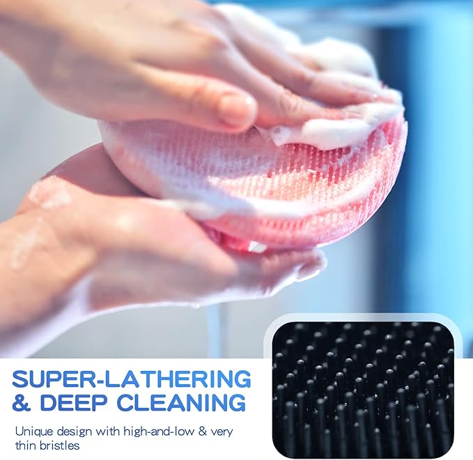 Manmihealth Silicone Back Scrubber & Soft Shower Face Brush Set 4 PCS, - Image 4