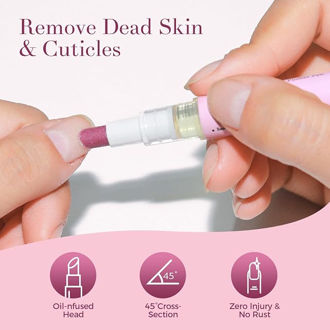 Ceramic Cuticle Pusher & Oil Pen, 2ml Rose/Lavender/Fragrance Free Scented Nail - Image 2