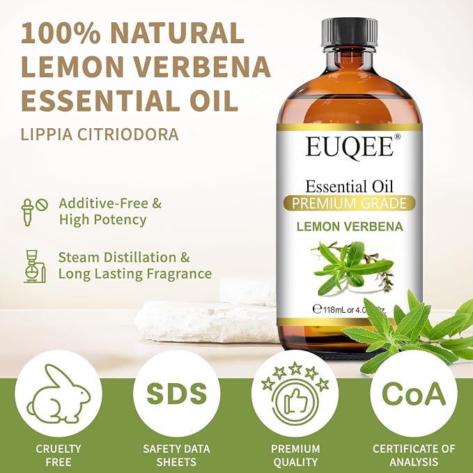 EUQEE Lemon Verbena Essential Oil 118ml - Image 2
