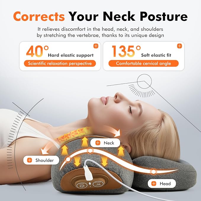 Gifts for Family, 3-in-1 Electric Neck Massager Pillow for Bed - Image 3
