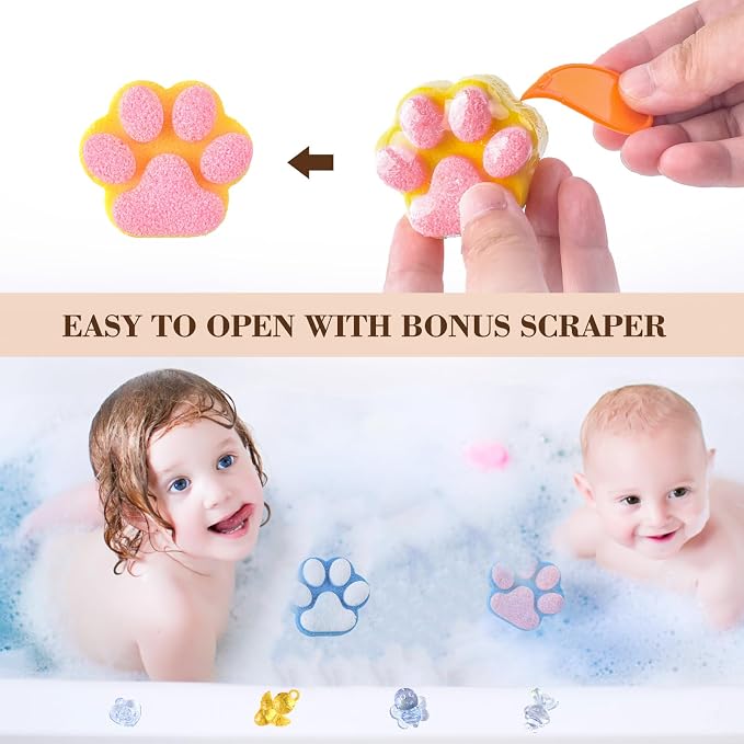 Paw Bath Bomb for Kids with Surprise Toys Inside, SPA Fizzy Bath Bomb Gift Set - Image 5