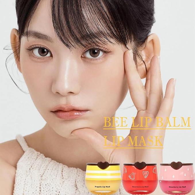 3 PCS Bee Lip Balm Lip Mask Honey Pot, Mothers Day Gifts, Honey & Strawberry & - Image 8