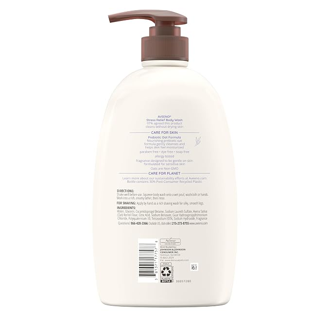 Aveeno Stress Relief Body Wash for Women, Calming Lavender Scent & Prebiotic Oat - Image 11