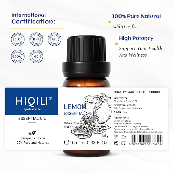 HIQILI Lemon Essential Oil, Household Cleaning, Air Purification, Skin Care - Image 8
