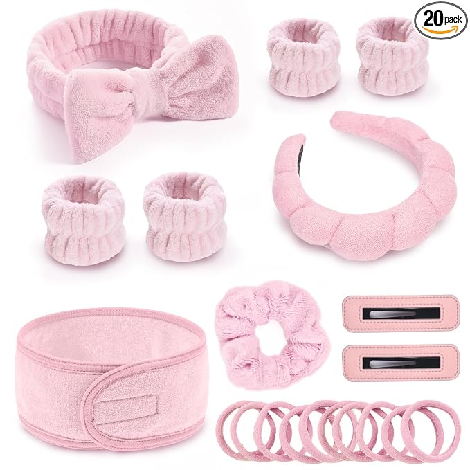 Spa Gift Set: Bubble Headband, Face Wash Headband, Skin Care Wristbands by LTHYHJ