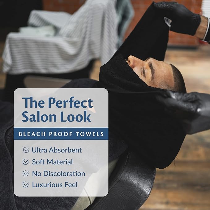 Black Bleach Proof Towels Set, 48 Pack 100% Cotton 16" X 27" Color Safe - Image 4