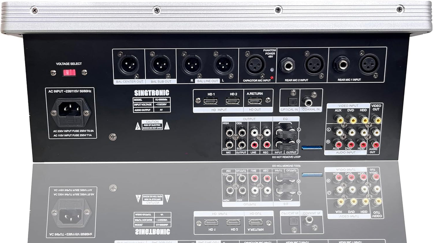 Singtronic KJ-5000Mix Professional Karaoke Console Mixer | HDMI ARC, Optical, Bluetooth, USB Recording, 8-Band EQ, Anti-Feedback, BBE DSP Processor, Rack-Mountable DJ/KJ Mixer