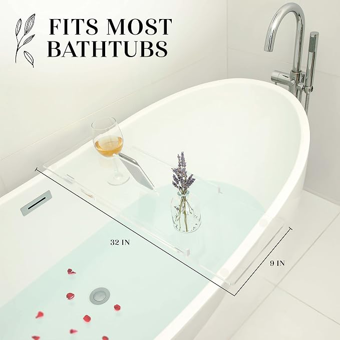 30" Supreme- Clear Bathtub Tray Caddy Tub Shelf - Image 2