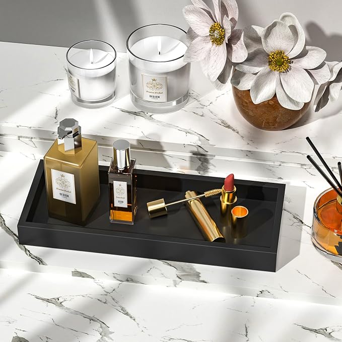 ZHWS Bathroom Tray Countertop for Toiletries, Bamboo Kitchen Tray for Soap - Image 3
