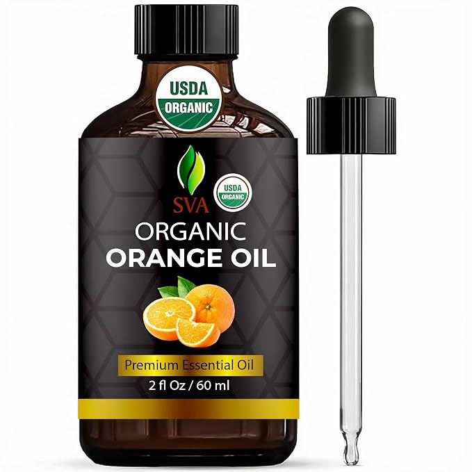 SVA Orange Essential Oil Organic – 2 Fl Oz – 100% Natural Organic Orange Oil by SVAORGANICS