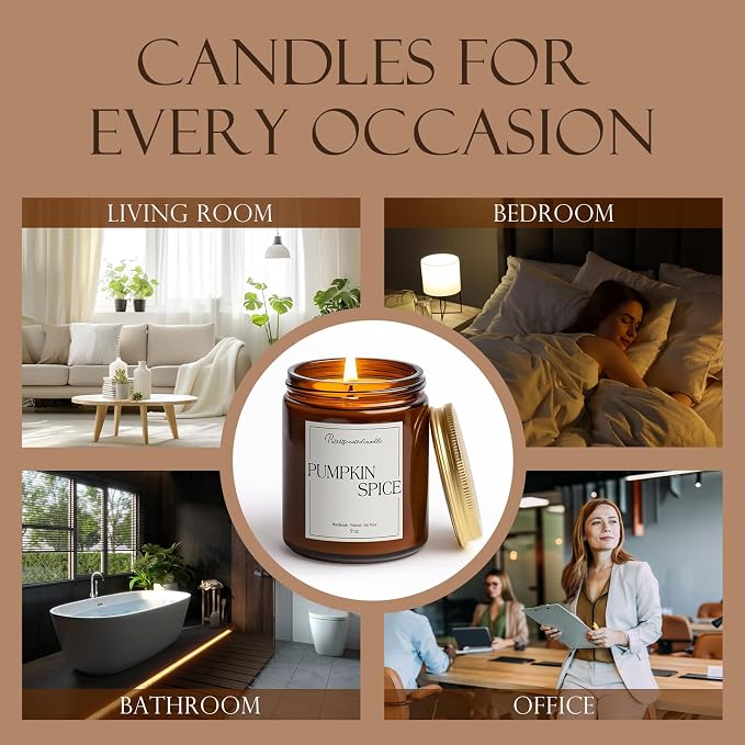 Pumpkin Spice Scented Candles for Home, Natural Soy Wax Aromatherapy Non Toxic - Image 6