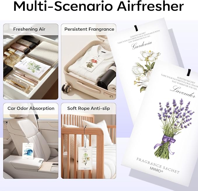 MYARO 12 Pack Assorted Floral Scented Sachets - Image 3
