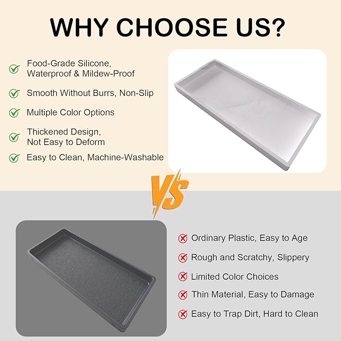 2PCS Bathroom Vanity Tray, 11.8 x 5 Inch Silicone Bathroom Counter Organizer - Image 5