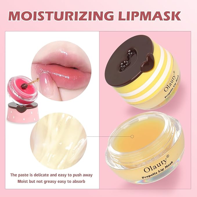 6 PCS Bee Lip Balm Honey Pot, Honey Lip Balm Bulk, Moisturising Sleep Lip Mask - Image 6