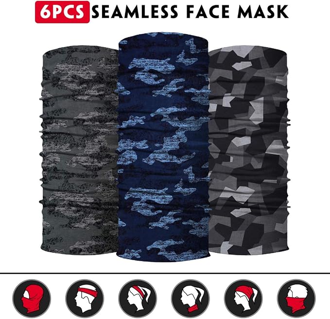Venswell Neck Gaiter Face Mask Men Women, Seamless Bandana Rave Face Cover - Image 3