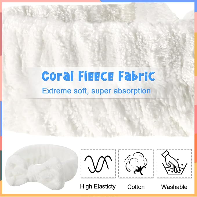 Tigeen 52 Pieces Spa Headband for Washing Face Bulk Soft Coral Fleece Skincare - Image 3