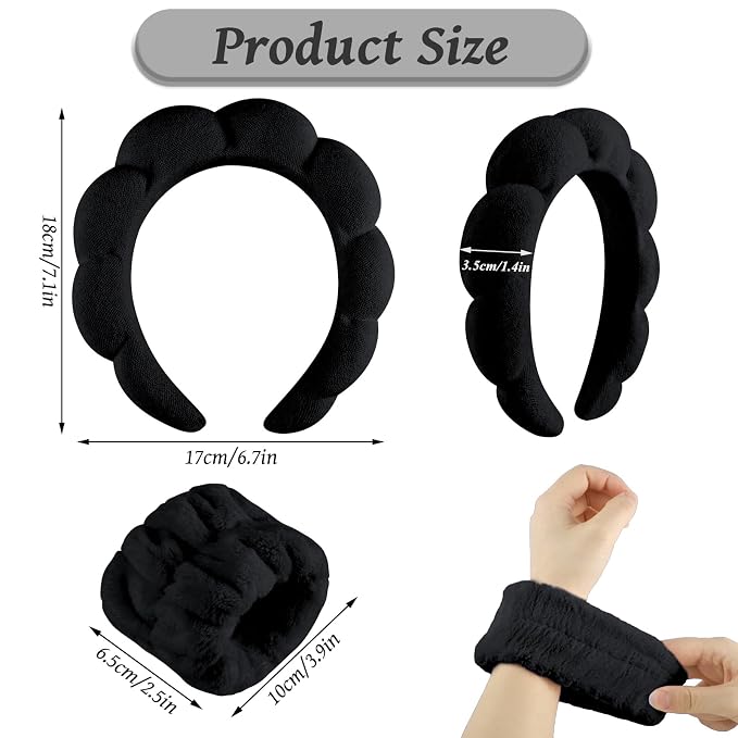WSICSE Spa Headband for Washing Face, Skincare Headbands Puffy Padded Keep Hair - Image 2