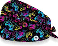 Adjustable Scrub Cap with Buttons & Sweatband, Working Hat with Elastic Tie Back by Unknown