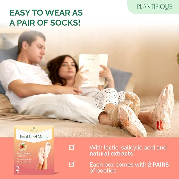 PLANTIFIQUE Foot Peeling Mask 4 Pack | Dermatologically Tested Repairs Heels & - Image 5
