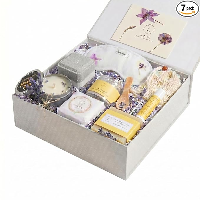 Lizush Luxury Spa Gifts for Women – 7 Piece Citrus Spa Gift Set by Lizush