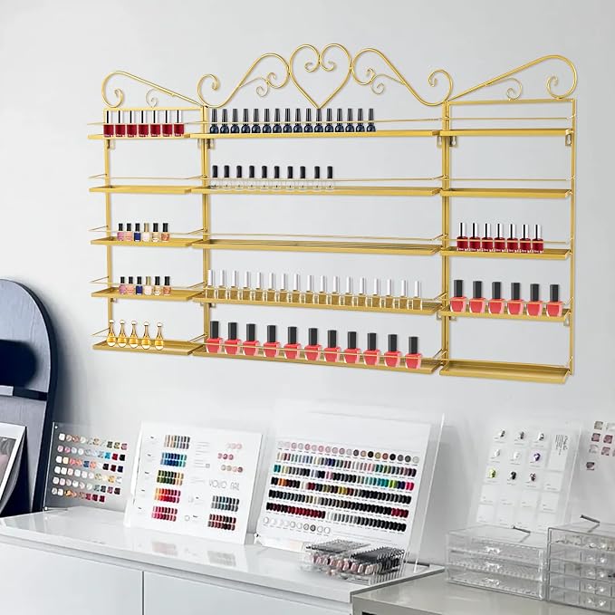 DouSeiAi 5-Tier Wall Mounted Nail Polish Storage Rack, Metal Cosmetic Organizer - Image 4