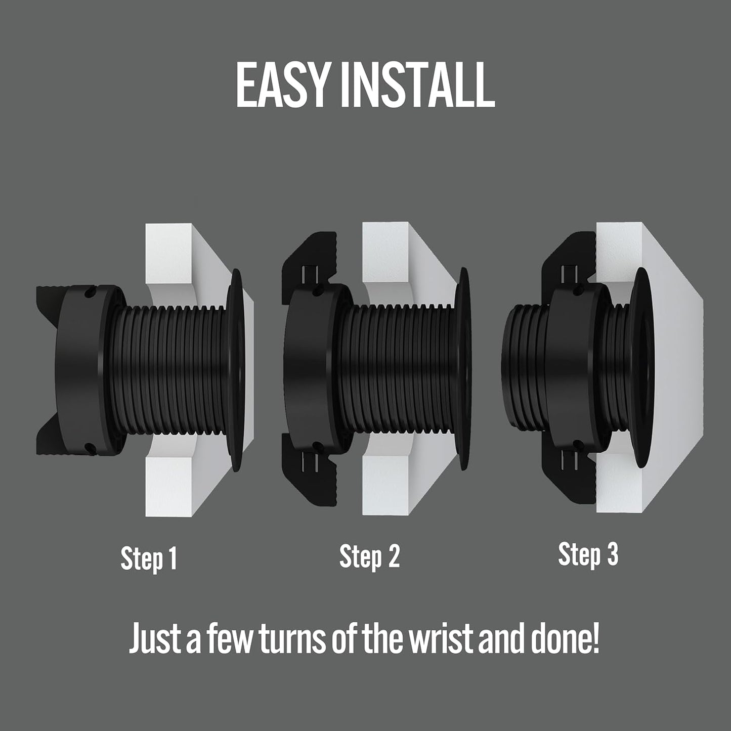 (1-Pack Black) Cable, Wire & Cord Management - Self Locking Grommet with Cover for Walls, Ceilings, Desks, Used for All Surfaces 3/8” to 1” Thick, Made in USA