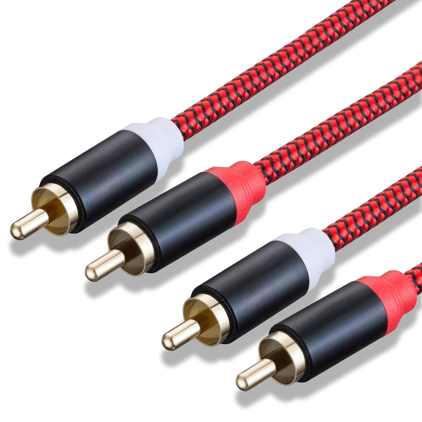 RCA Cable 6Ft,2Rca Male to 2-Rca Male Audio Stereo Subwoofer Cable [Hi-Fi Sound] Nylon-Braided Auxiliary Audio Cord for Home Theater, HDTV, Amplifiers, Hi-Fi Systems,Speakers and etc(6Ft/2M)