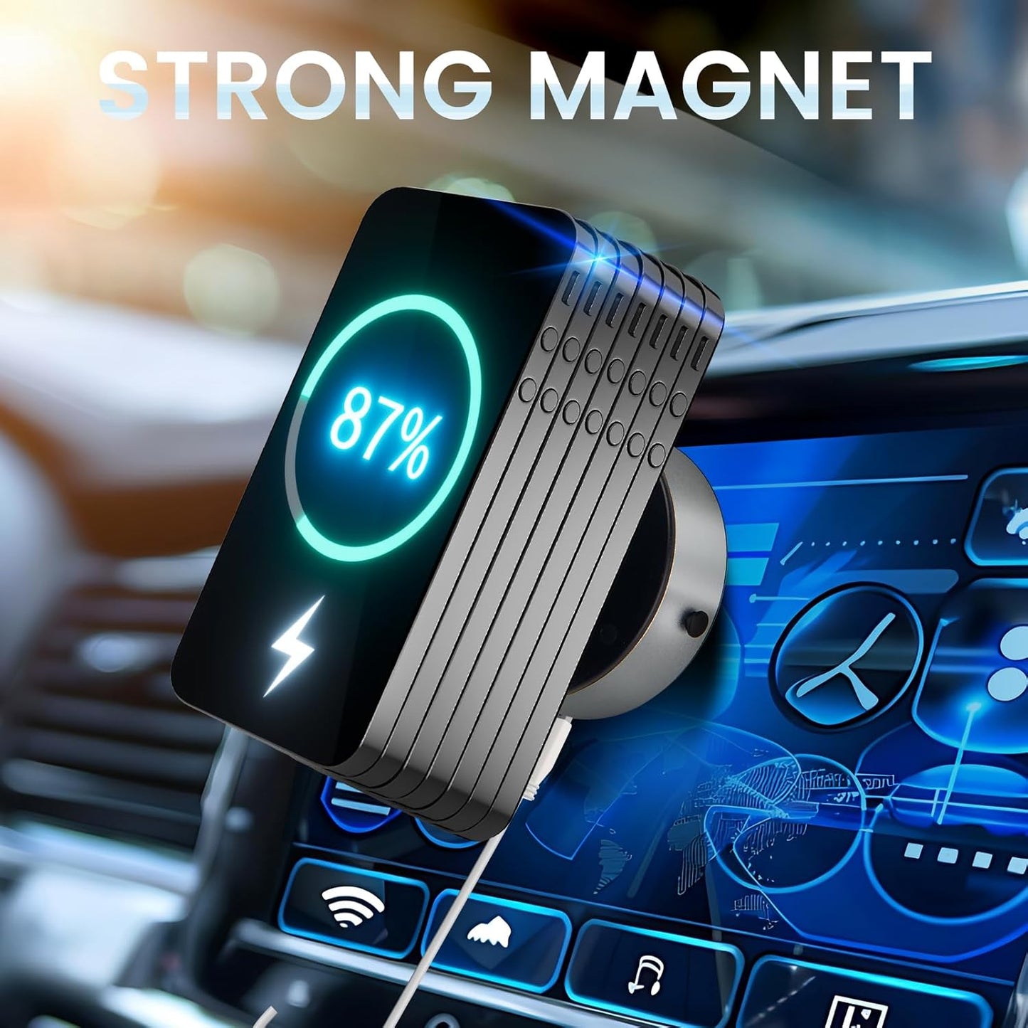 2025 Upgraded Electric Vacuum Magnetic Car Phone Holder,15W Wireless Charger Car Magnetic Phone Mount,Universal Car Phone Holder Compatible with Magsafe for iPhone 16/15/14/13/12/Pro & All Phones