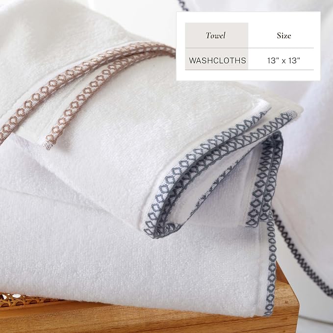 Great Bay Home White/Green Washcloth Set - Image 6