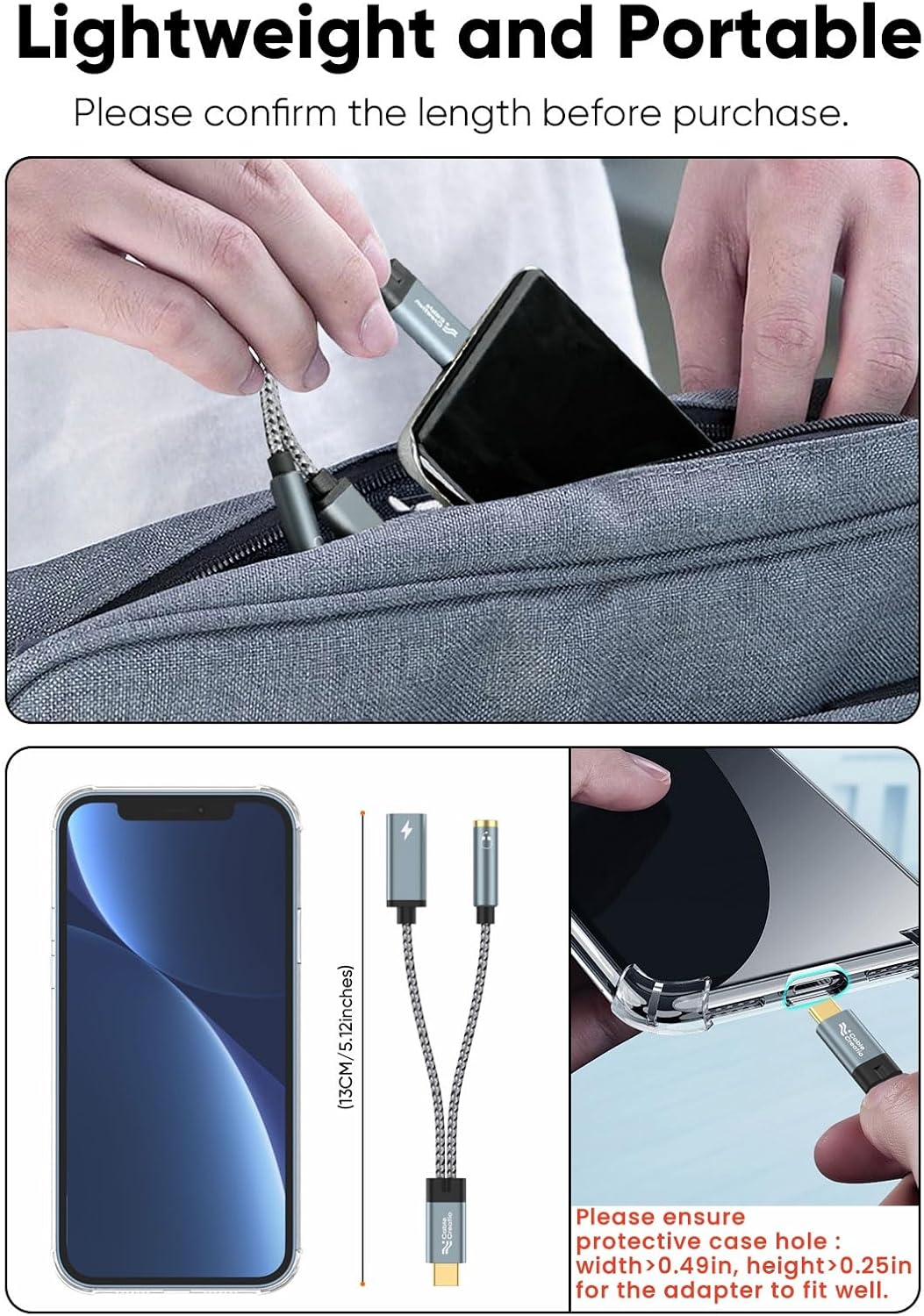 CableCreation USB C to 3.5mm Headphone and Charger Adapter with PD 100W 60W Fast Charging, USB C to Audio Jack Type C to Aux Cord for iPhone 16 15, Galaxy S24/S23/S22 Ultra+, iPad Pro/Air, Pixel 9/8+