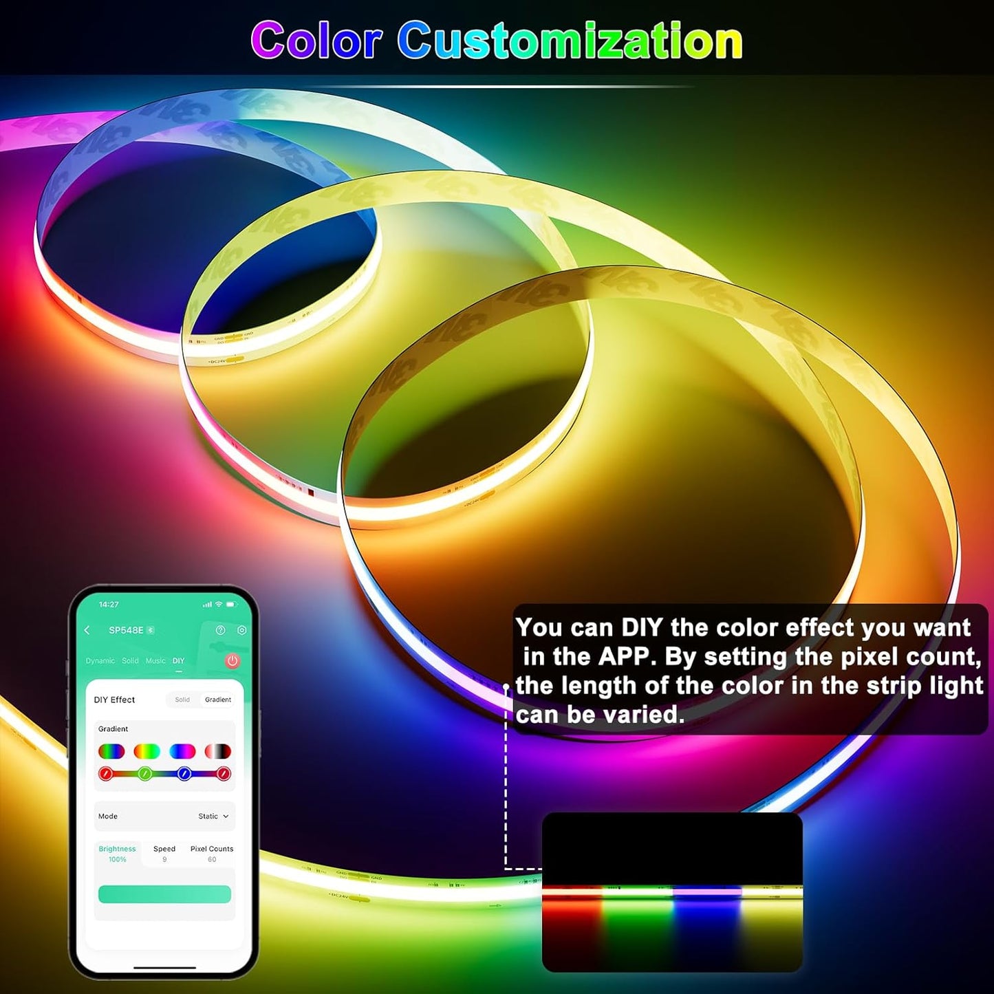 PAUTIX Wi-Fi+Bluetooth Music Pixel LED Smart Controller Kit SP548E,Compatible with Alexa/Google Assistant,App Control RF Remote Control,Addressable Color LED Strip Pixels Light DC5V-24V