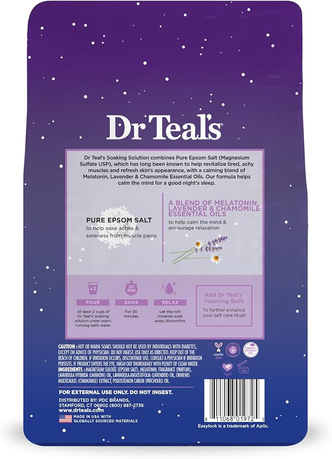 Dr Teal's Epsom Salt Soak, Lavender & Chamomile, 3 lbs | Pack of 2 | Sleep - Image 13
