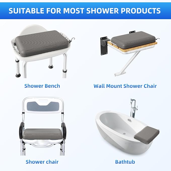 Shower Seat Cushion with Non-Slip Silicone Bottom, Shower Chair Cushion - Image 4