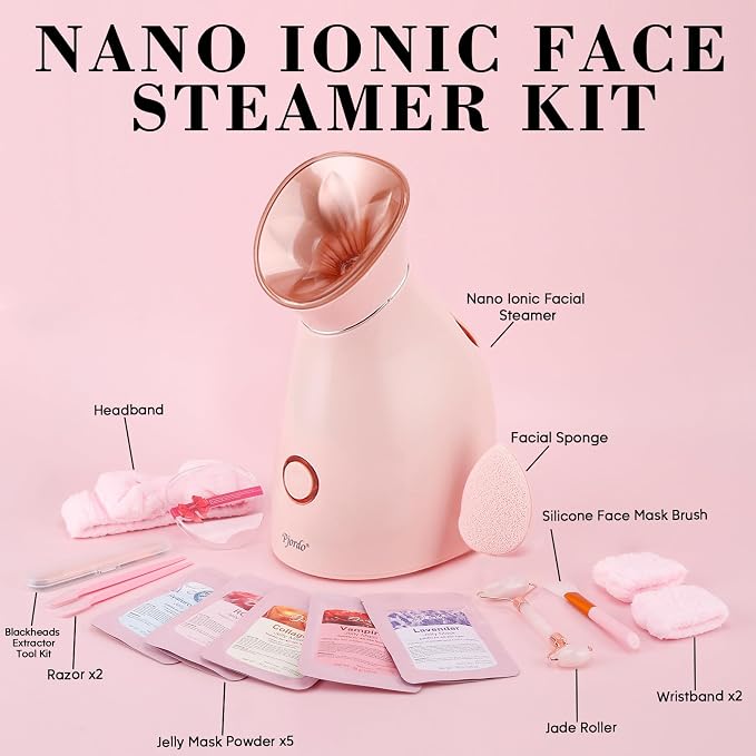 Pjordo Facial Steamer Spa Kit, 12 Skin Care Tools & 5 Jelly Mask Powder - Image 9