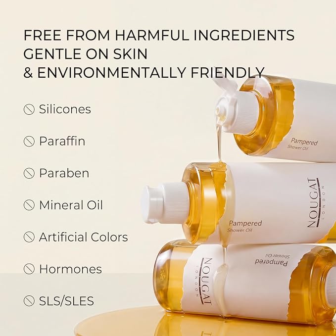 NOUGAT Pampered Shower Oil for Daily Bath Routine, Transforming Oil-to-Milk - Image 6