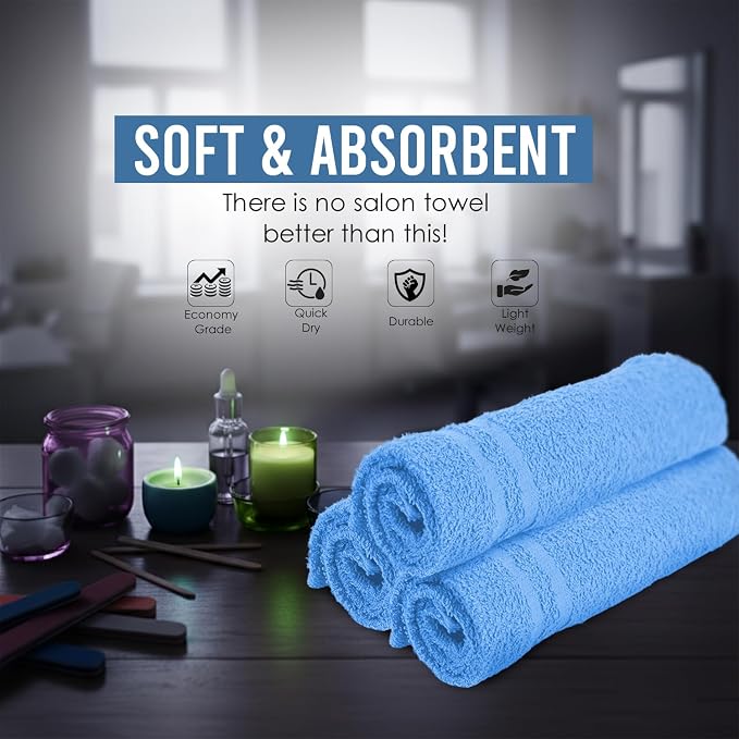 Hand Towels Light Blue Economy Salon Towels - Image 7