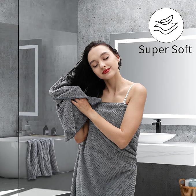 8-Piece Gray Bath Towels Set, 2 Oversized Large Bath Towels Sheet, 2 Hand - Image 3