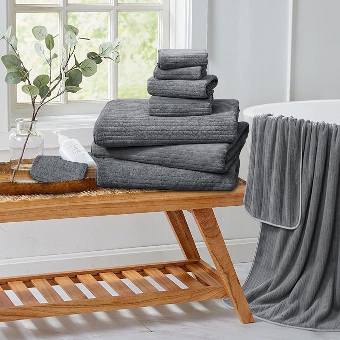 Bath Towel Set 8-Piece Premium Bathroom Towel Set, Extra Soft 2 Oversized Large - Image 8