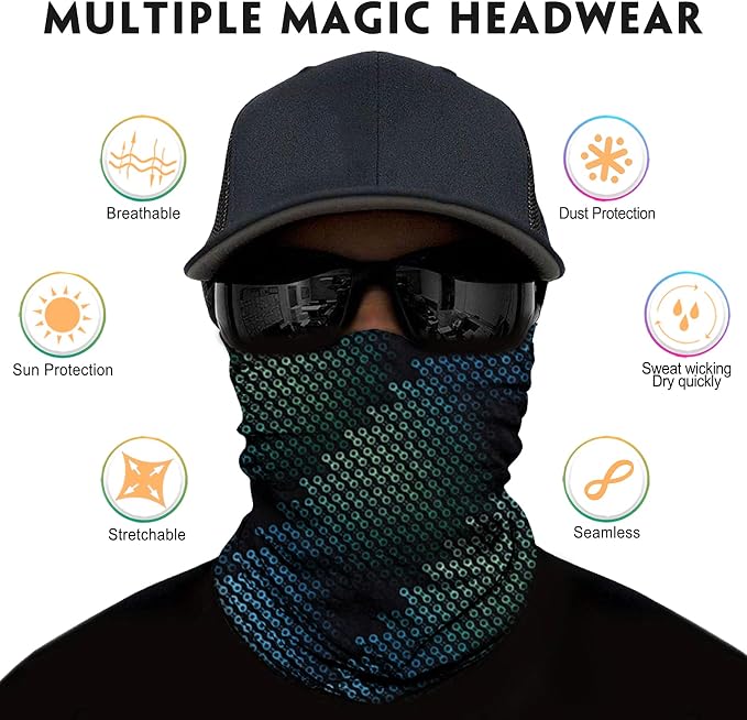 Venswell Neck Gaiter Face Mask Men Women, Seamless Bandana Rave Face Cover - Image 2