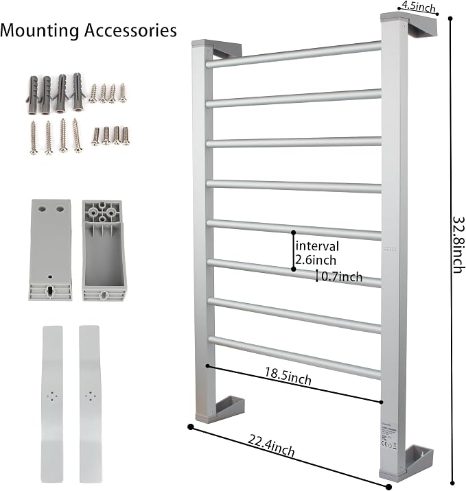 Heated Towel Rack with Timer, 8-Bar Electric Towel Warmer - Image 3
